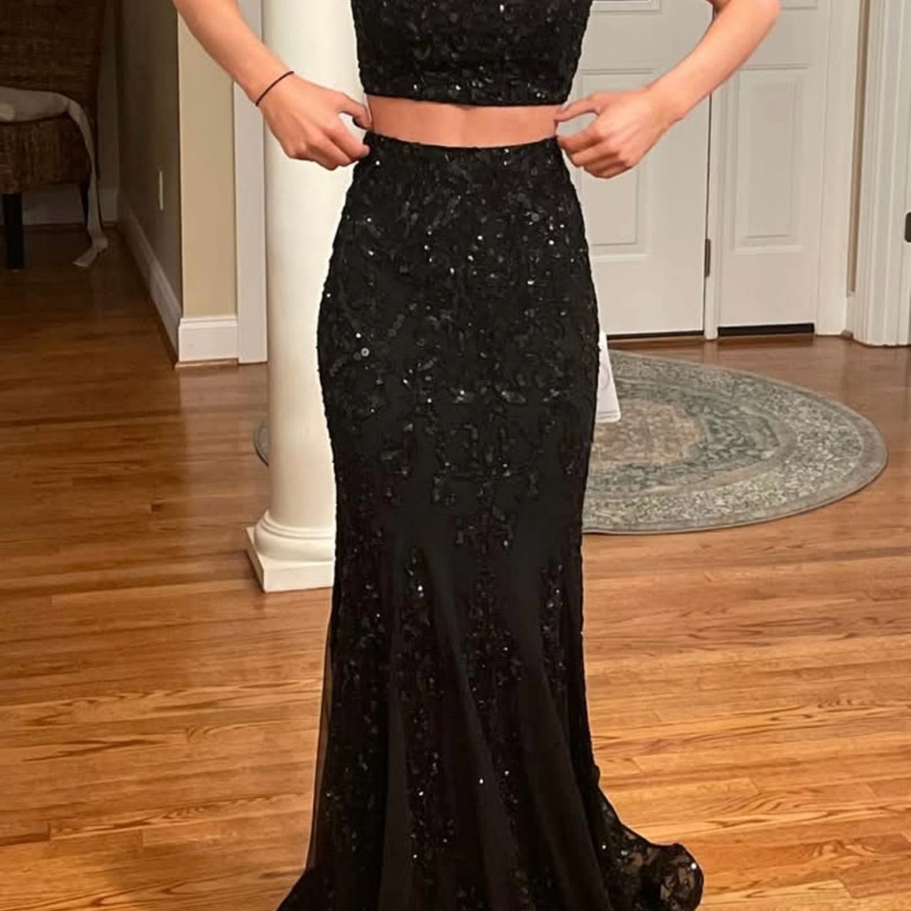 Sherri Hill Black Sequin Prom Dress